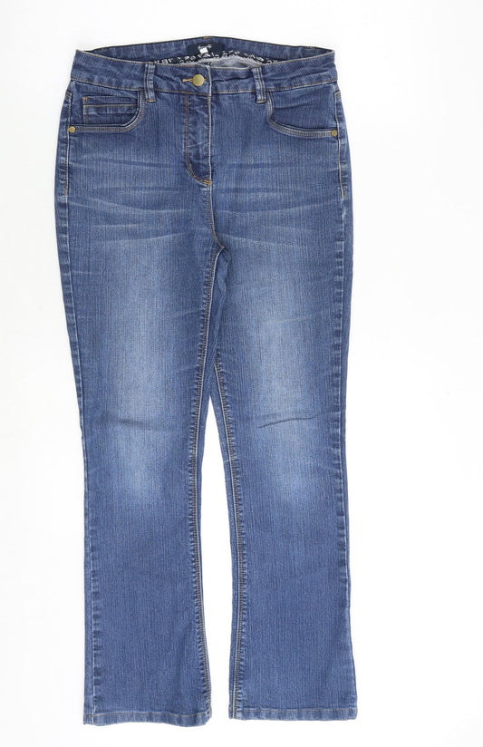 Harrogate Womens Blue Cotton Bootcut Jeans Size 10 Regular Zip