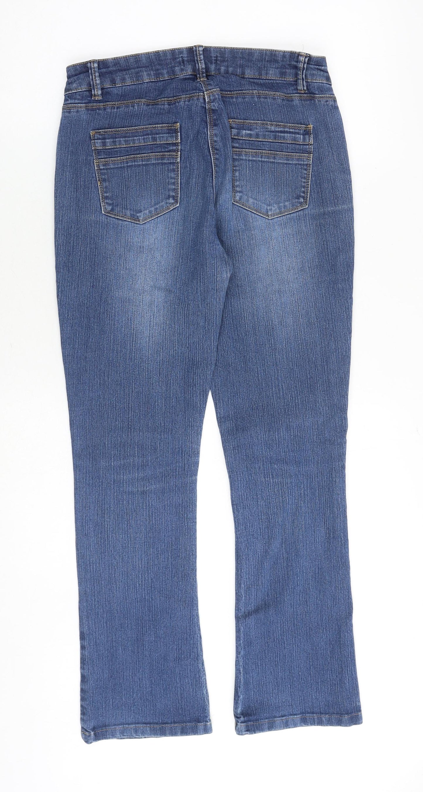 Harrogate Womens Blue Cotton Bootcut Jeans Size 10 Regular Zip