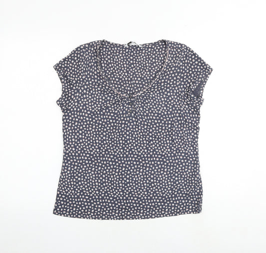Jasper Conran Womens Multicoloured Geometric Viscose Basic T-Shirt Size 14 Round Neck
