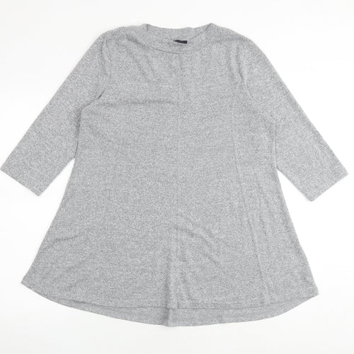 Marks and Spencer Womens Grey Polyester Basic T-Shirt Size 16 Round Neck