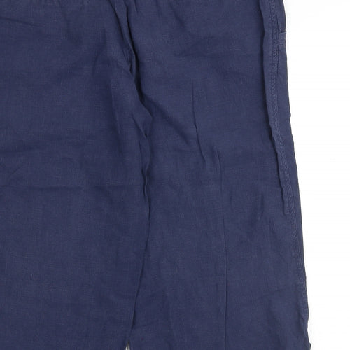 Jigsaw Womens Blue Linen Bermuda Shorts Size 12 Regular Tie