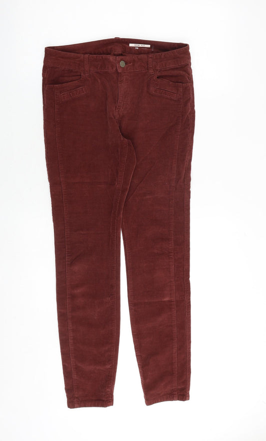 EDC Womens Brown Cotton Trousers Size 8 Regular Zip