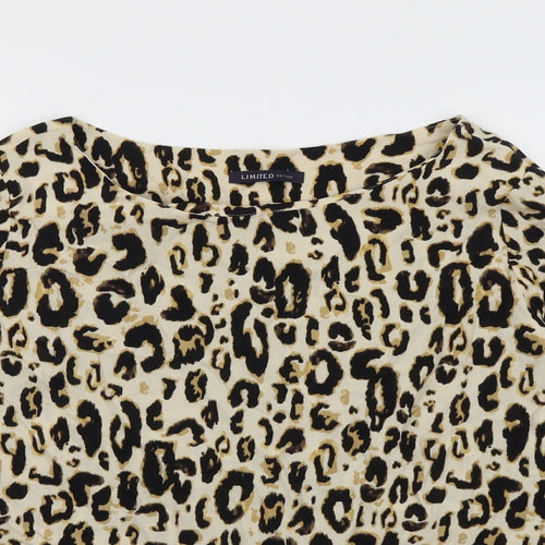Marks and Spencer Womens Beige Animal Print Viscose Basic Blouse Size 18 Boat Neck - Leopard Print