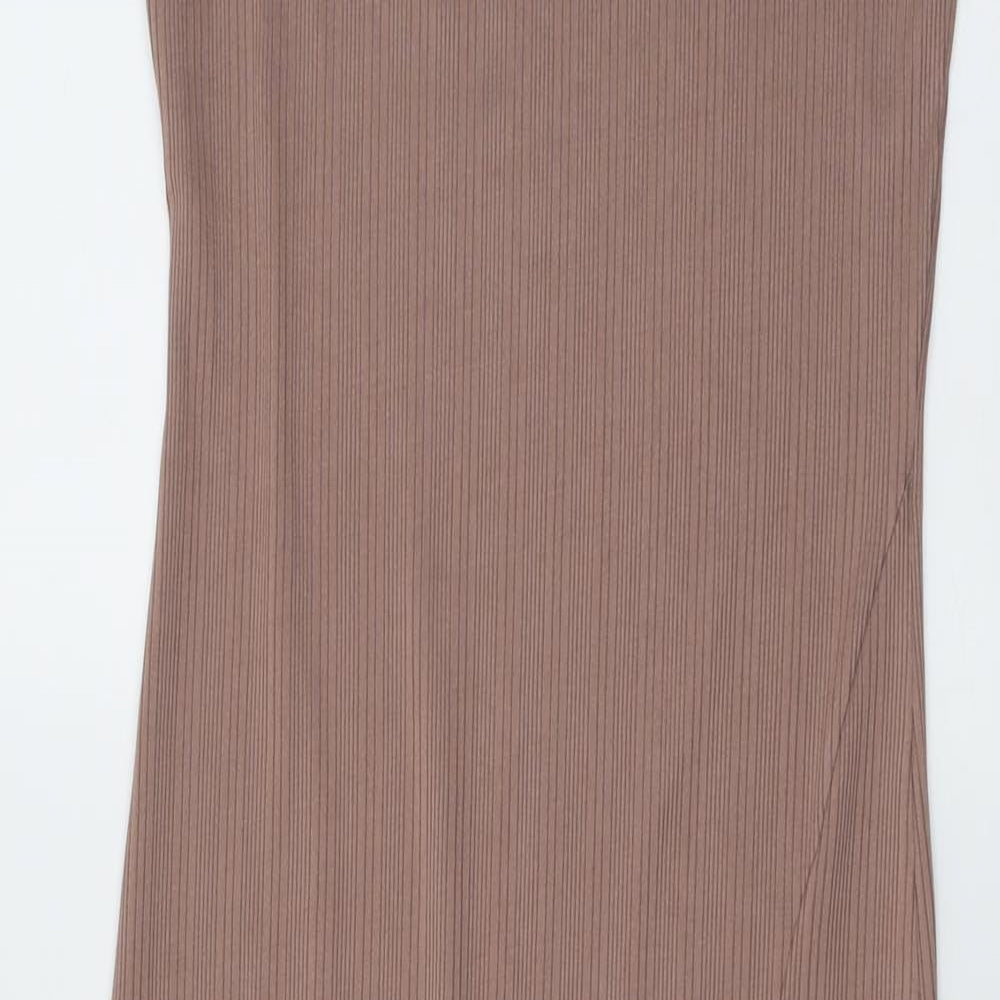 River Island Womens Beige Polyester Bodycon Size 12 Round Neck Pullover