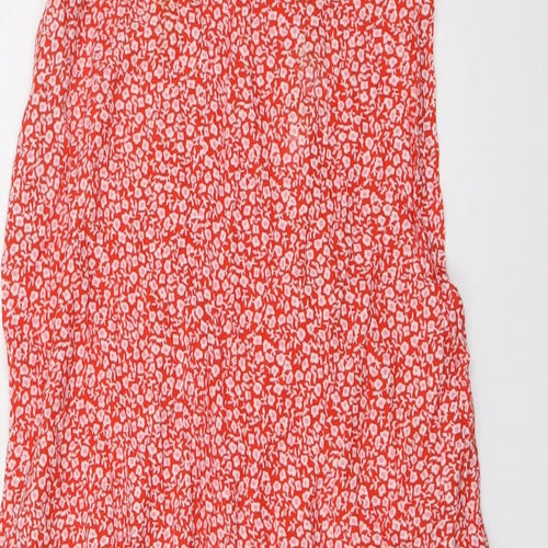 H&M Womens Orange Floral Viscose Peasant Skirt Size 6 Zip