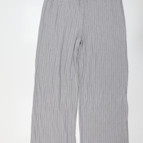 Marks and Spencer Womens Grey Viscose Jogger Trousers Size L L30 in Regular - Ribbed