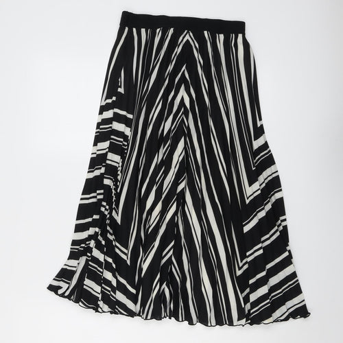 H&M Womens Black Striped Polyester Swing Skirt Size 6
