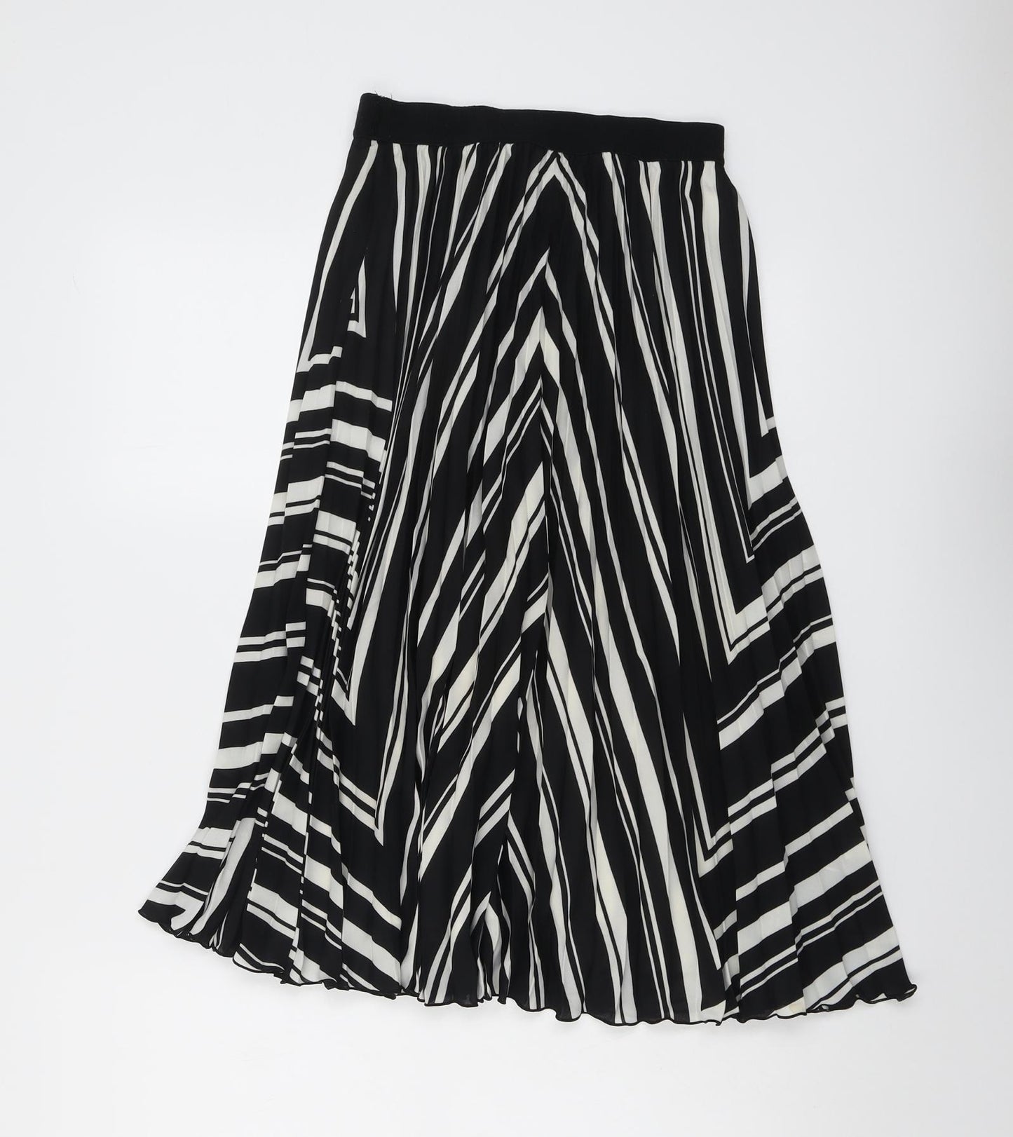 H&M Womens Black Striped Polyester Swing Skirt Size 6