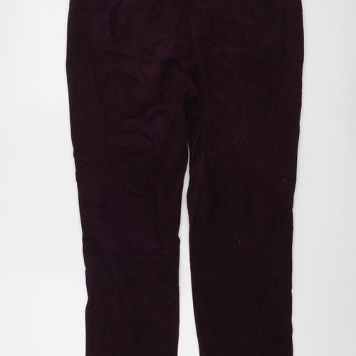 Marks and Spencer Womens Purple Cotton Trousers Size 16 L29 in Regular Button