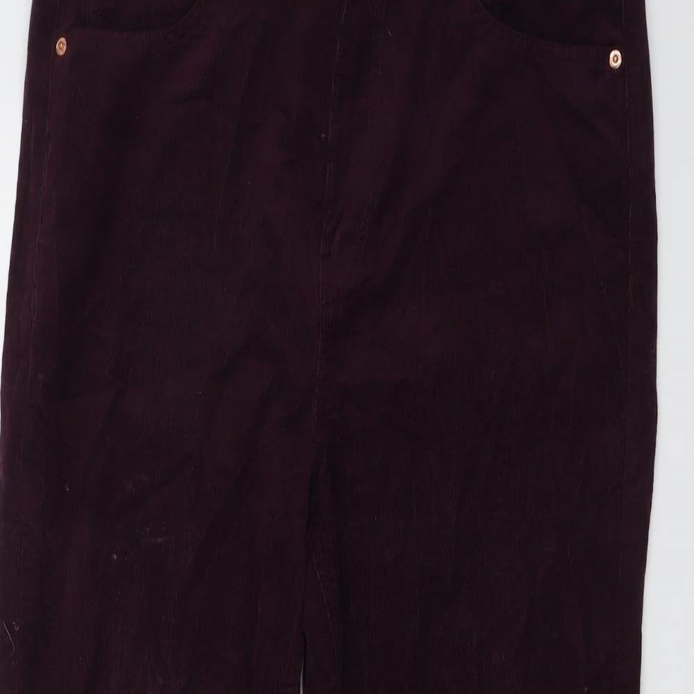 Marks and Spencer Womens Purple Cotton Trousers Size 16 L29 in Regular Button