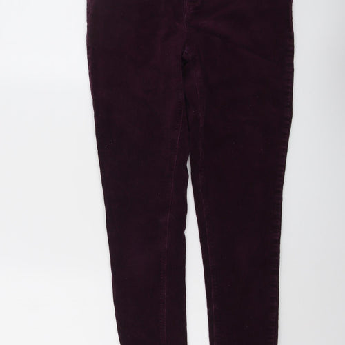 Oasis Womens Purple Cotton Trousers Size 10 L27 in Regular Button