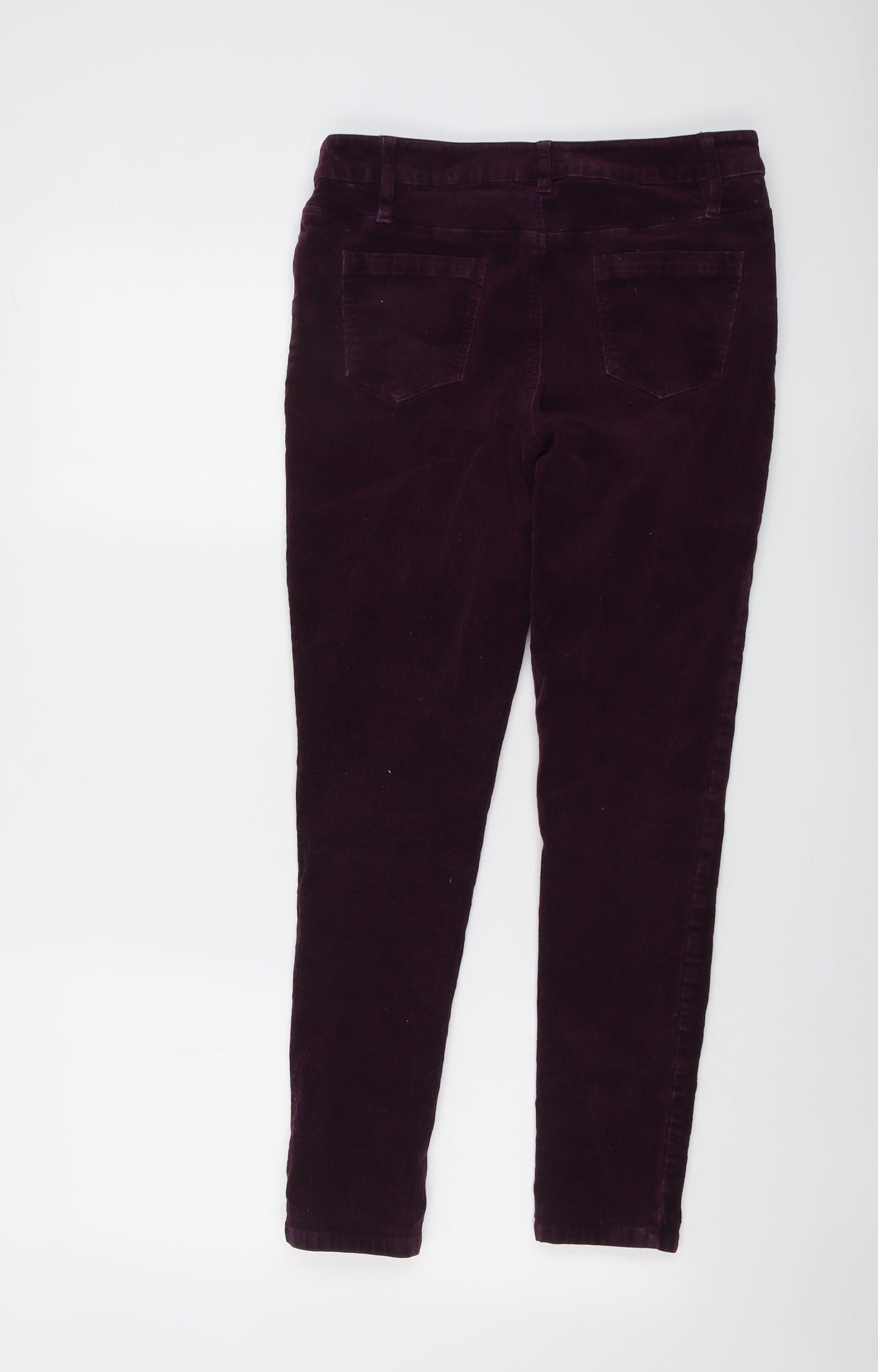 Oasis Womens Purple Cotton Trousers Size 10 L27 in Regular Button