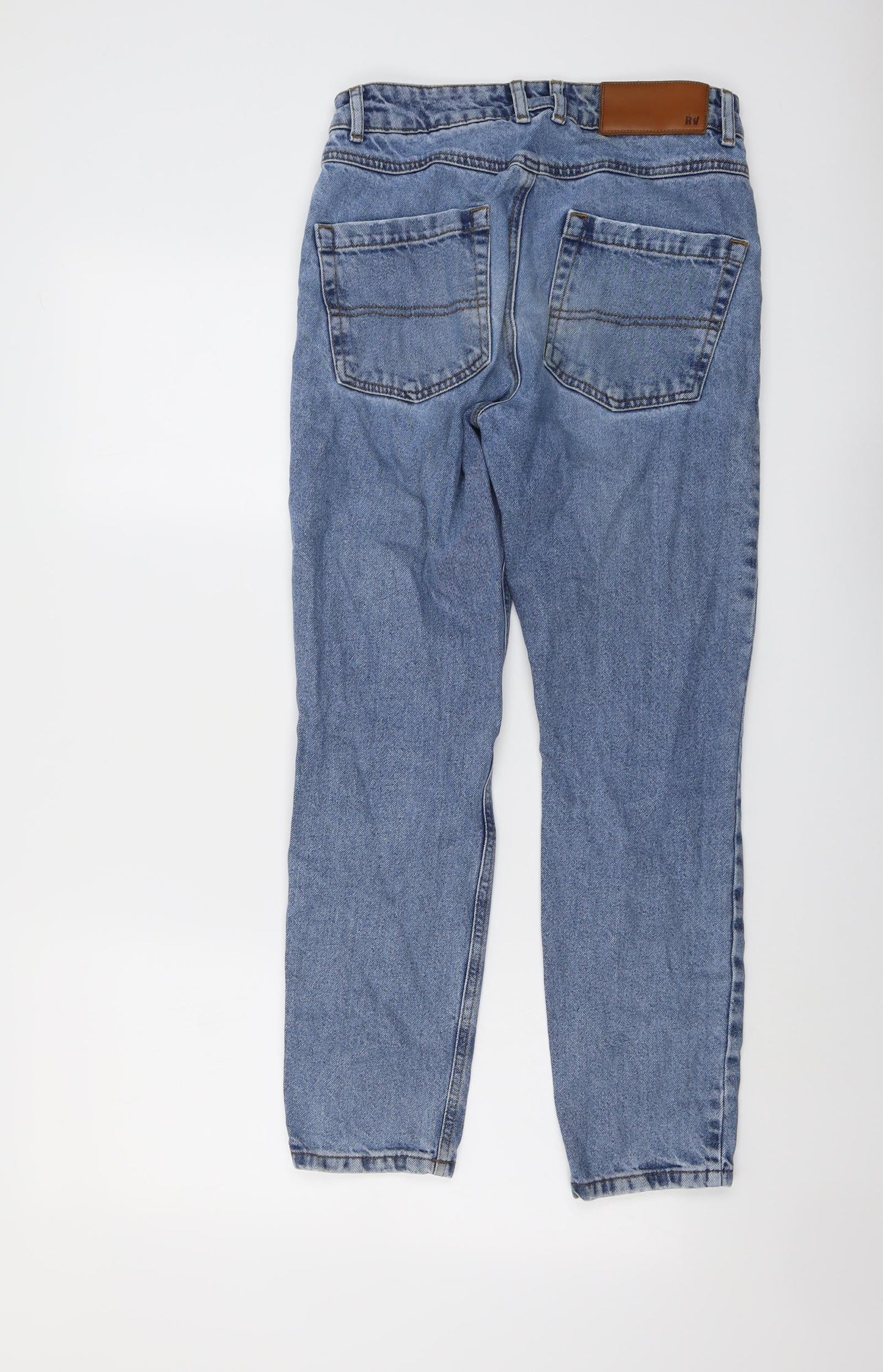 Reclaimed Vintage Womens Blue Cotton Straight Jeans Size 28 in L26 in Regular Button