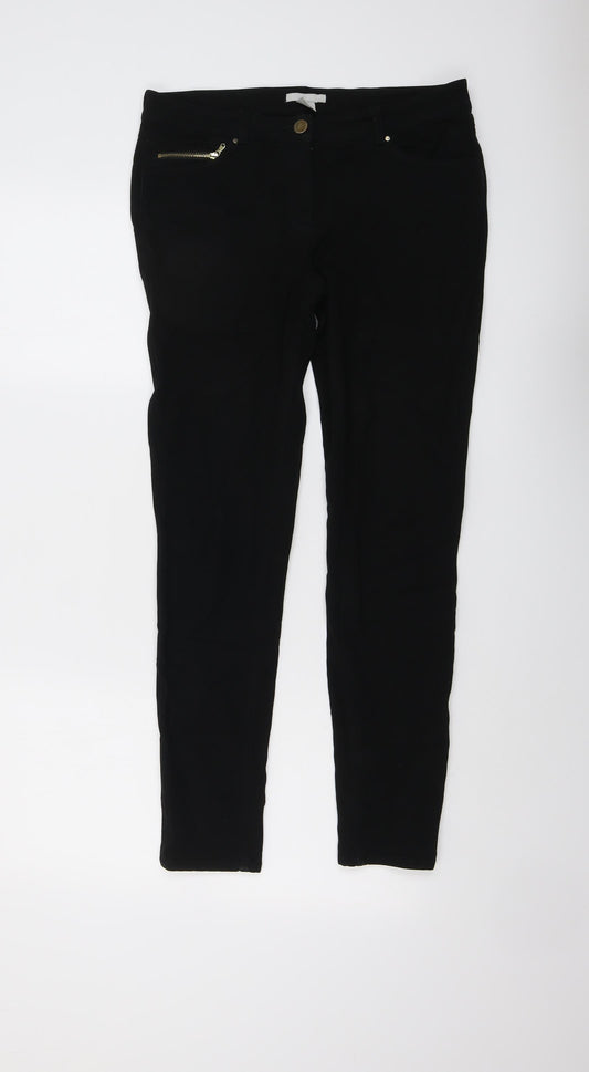 H&M Womens Black Cotton Skinny Jeans Size 10 L28 in Regular Button