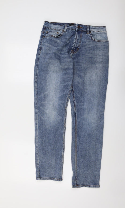 NEXT Mens Blue Cotton Straight Jeans Size 32 in L29 in Slim Button