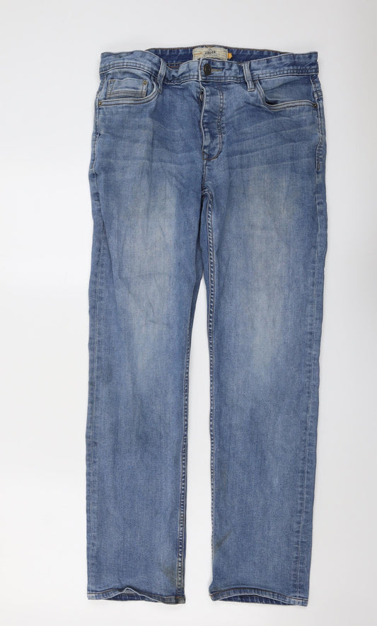 NEXT Mens Blue Cotton Straight Jeans Size 32 in L30 in Regular Button
