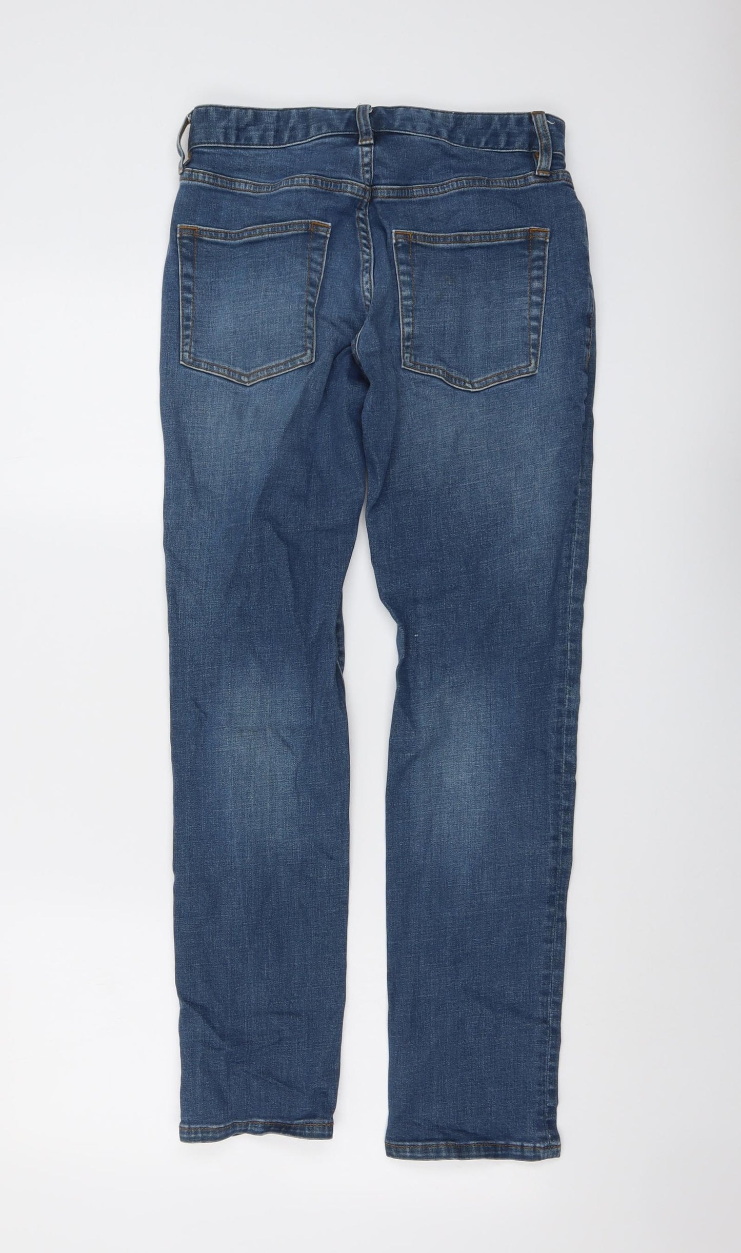Topman Mens Blue Cotton Straight Jeans Size 28 in L30 in Regular Button