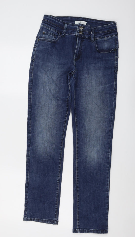 Jasper Conran Womens Blue Cotton Straight Jeans Size 12 L29 in Regular Button