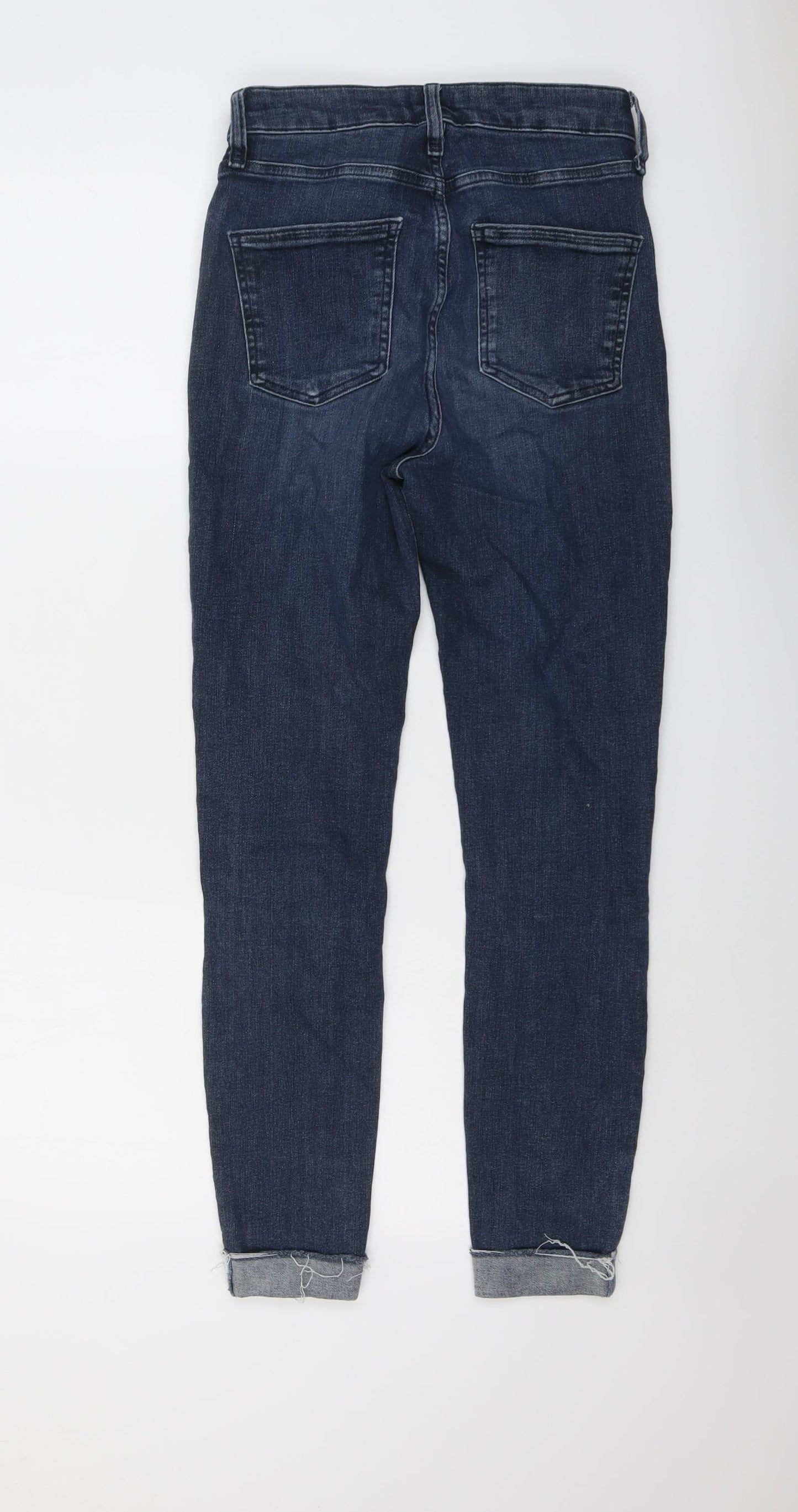 River Island Womens Blue Cotton Skinny Jeans Size 10 L27 in Regular Button - Distressed Hems
