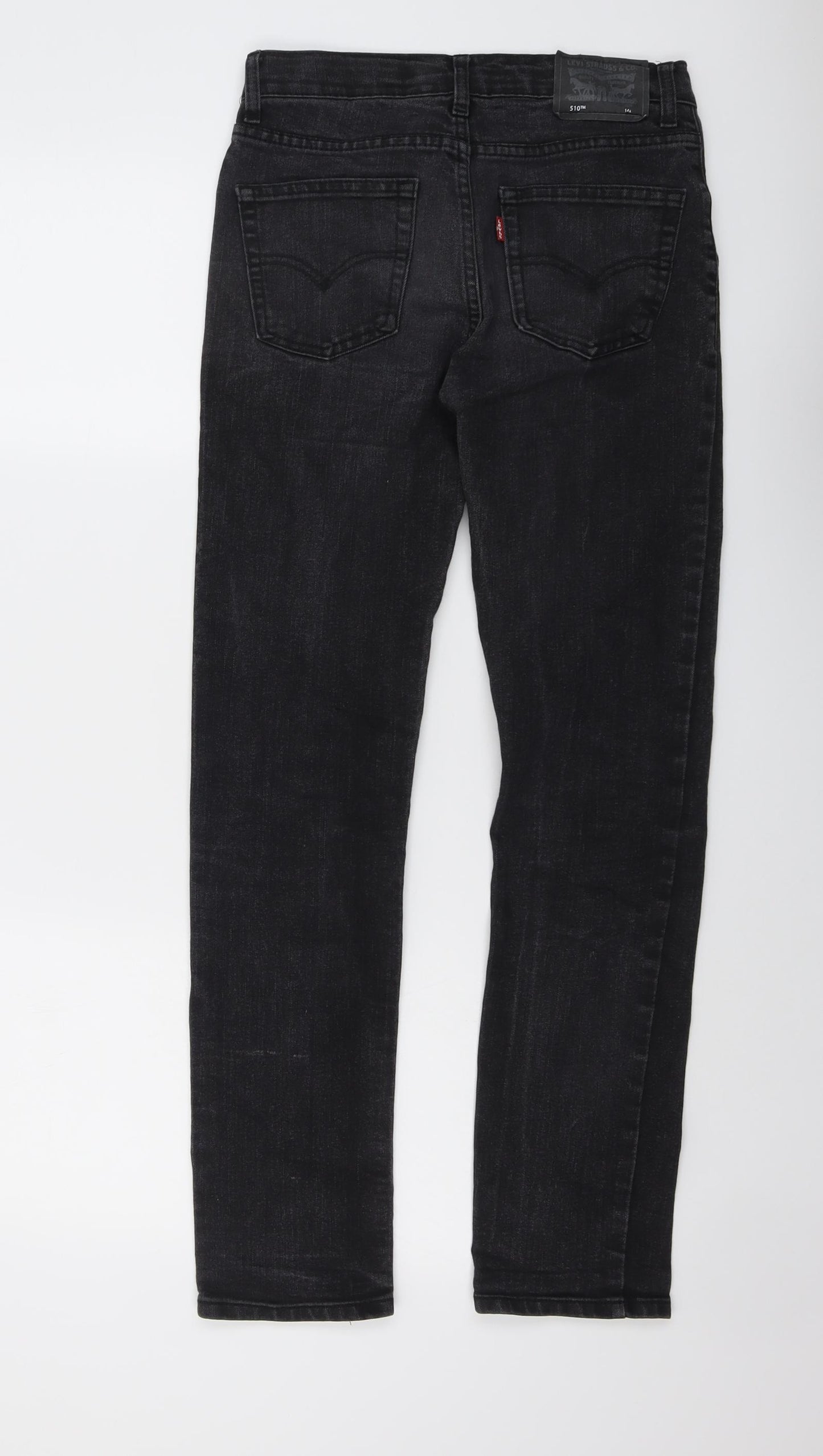 Levi's Boys Black Cotton Straight Jeans Size 14 Years Regular Button