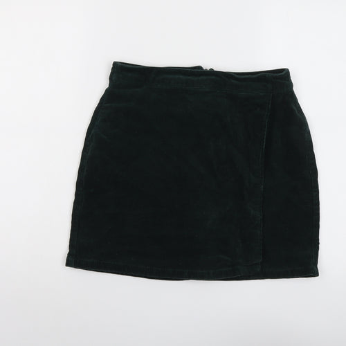 Dorothy Perkins Womens Green Cotton A-Line Skirt Size 10 Zip