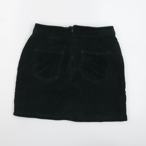 Dorothy Perkins Womens Green Cotton A-Line Skirt Size 10 Zip
