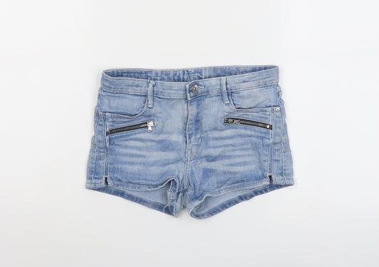 H&M Girls Blue Cotton Hot Pants Shorts Size 11-12 Years Regular Zip