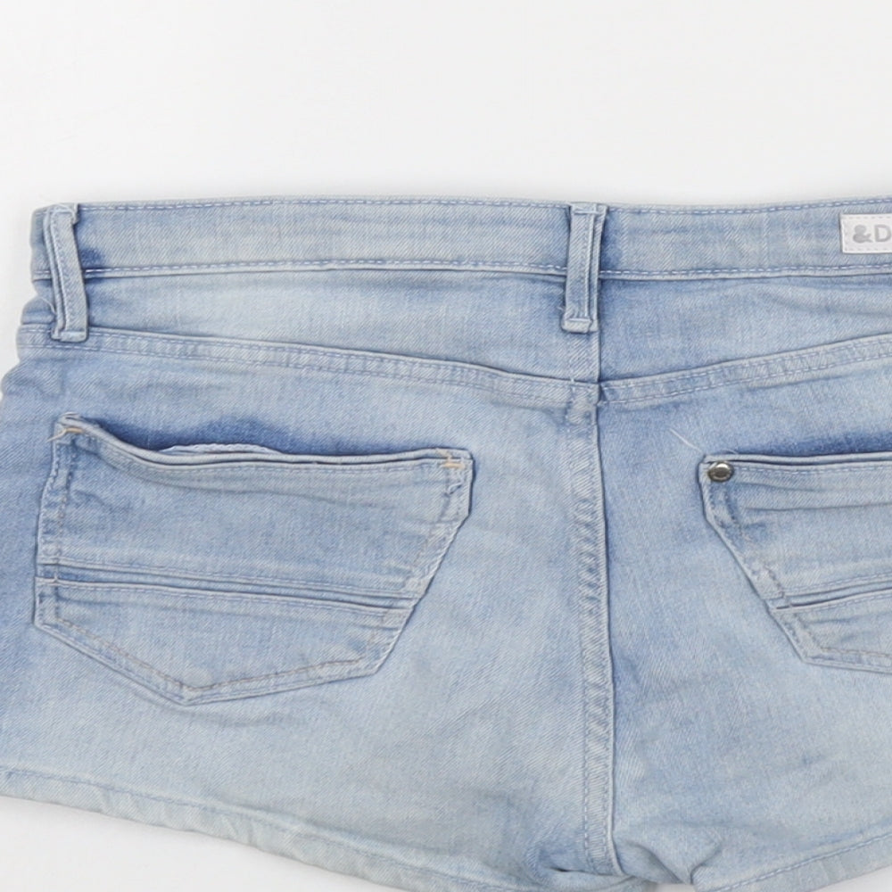 H&M Girls Blue Cotton Hot Pants Shorts Size 11-12 Years Regular Zip