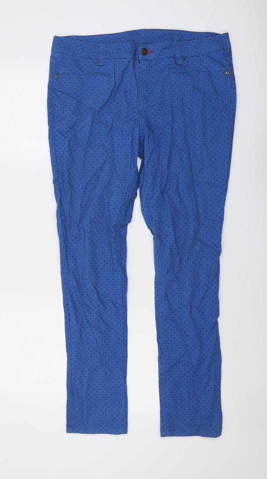 Joules Womens Blue Polka Dot Cotton Skinny Jeans Size 14 L29 in Regular Button