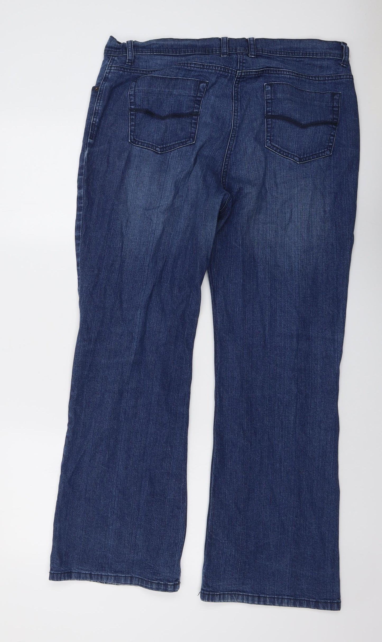 Marks and Spencer Womens Blue Cotton Bootcut Jeans Size 18 L29 in Regular Button