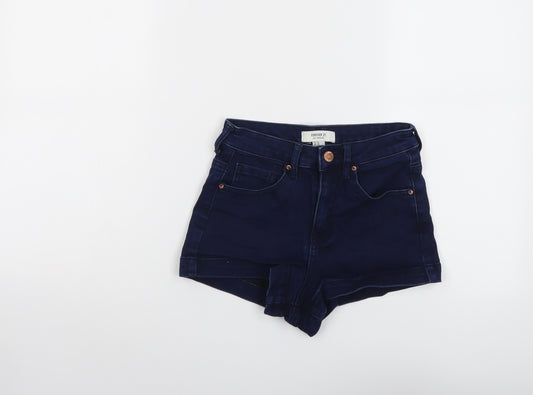 FOREVER 21 Womens Blue Cotton Hot Pants Shorts Size 25 in L3 in Regular Button