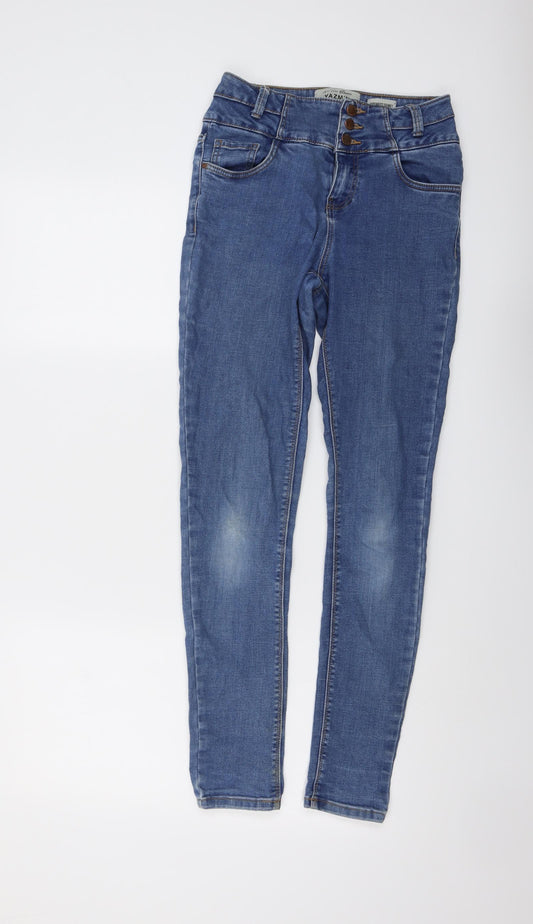 New Look Girls Blue Cotton Skinny Jeans Size 13 Years Regular Button