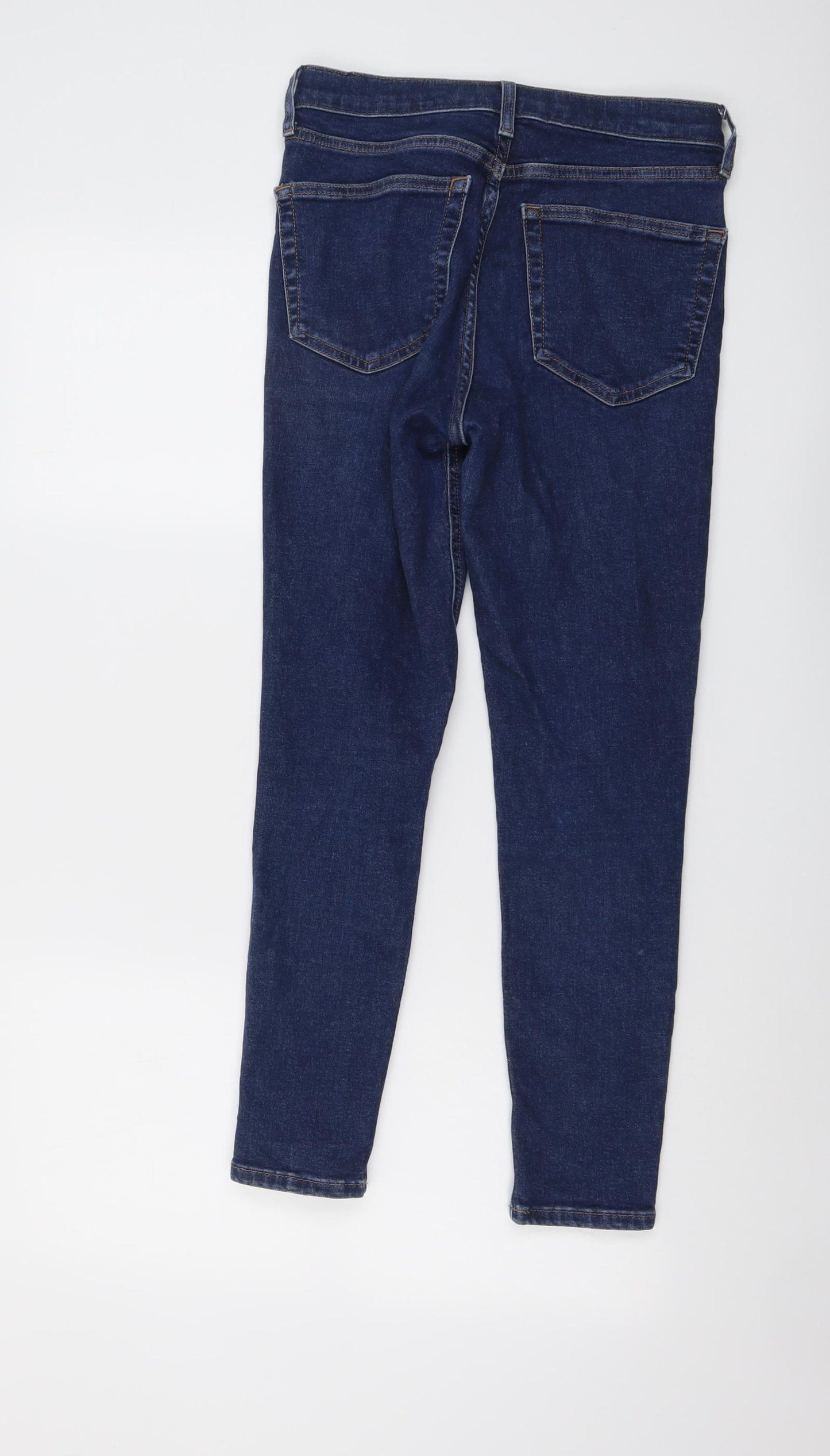Topshop Womens Blue Cotton Skinny Jeans Size 28 in L26 in Regular Button