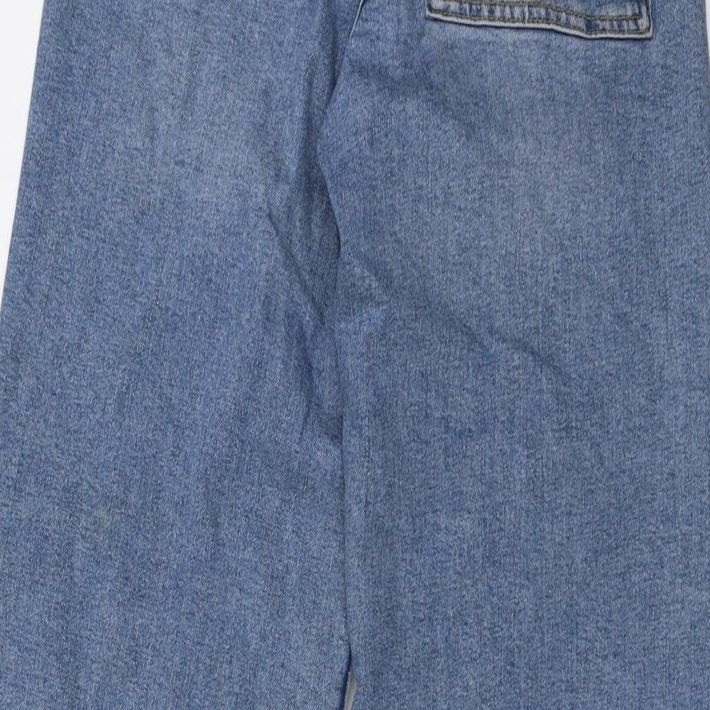 Zara Womens Blue Cotton Wide-Leg Jeans Size 10 L28 in Regular Button
