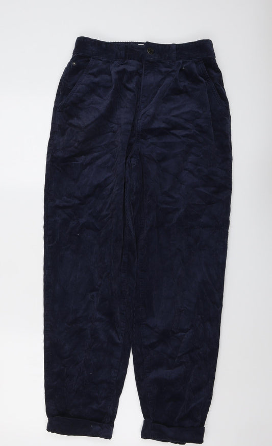 Per Una Womens Blue Cotton Trousers Size 8 L27 in Regular Button