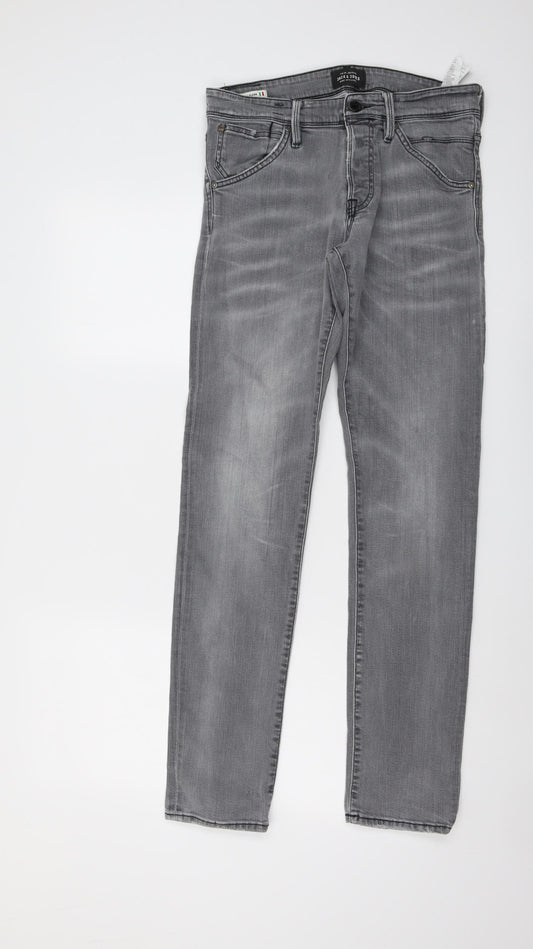 JACK & JONES Mens Grey Cotton Skinny Jeans Size 30 in L32 in Slim Button