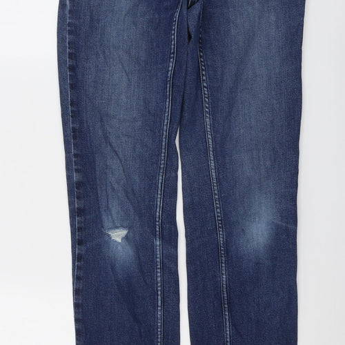 NEXT Womens Blue Cotton Straight Jeans Size 8 L29 in Regular Button