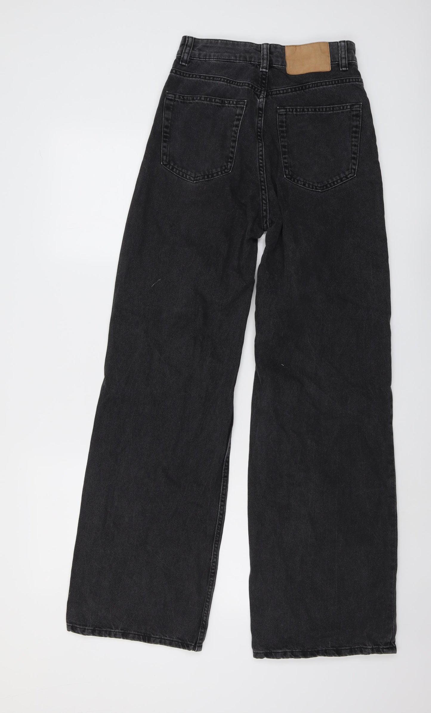 H&M Womens Grey Cotton Wide-Leg Jeans Size 6 L30 in Regular Button