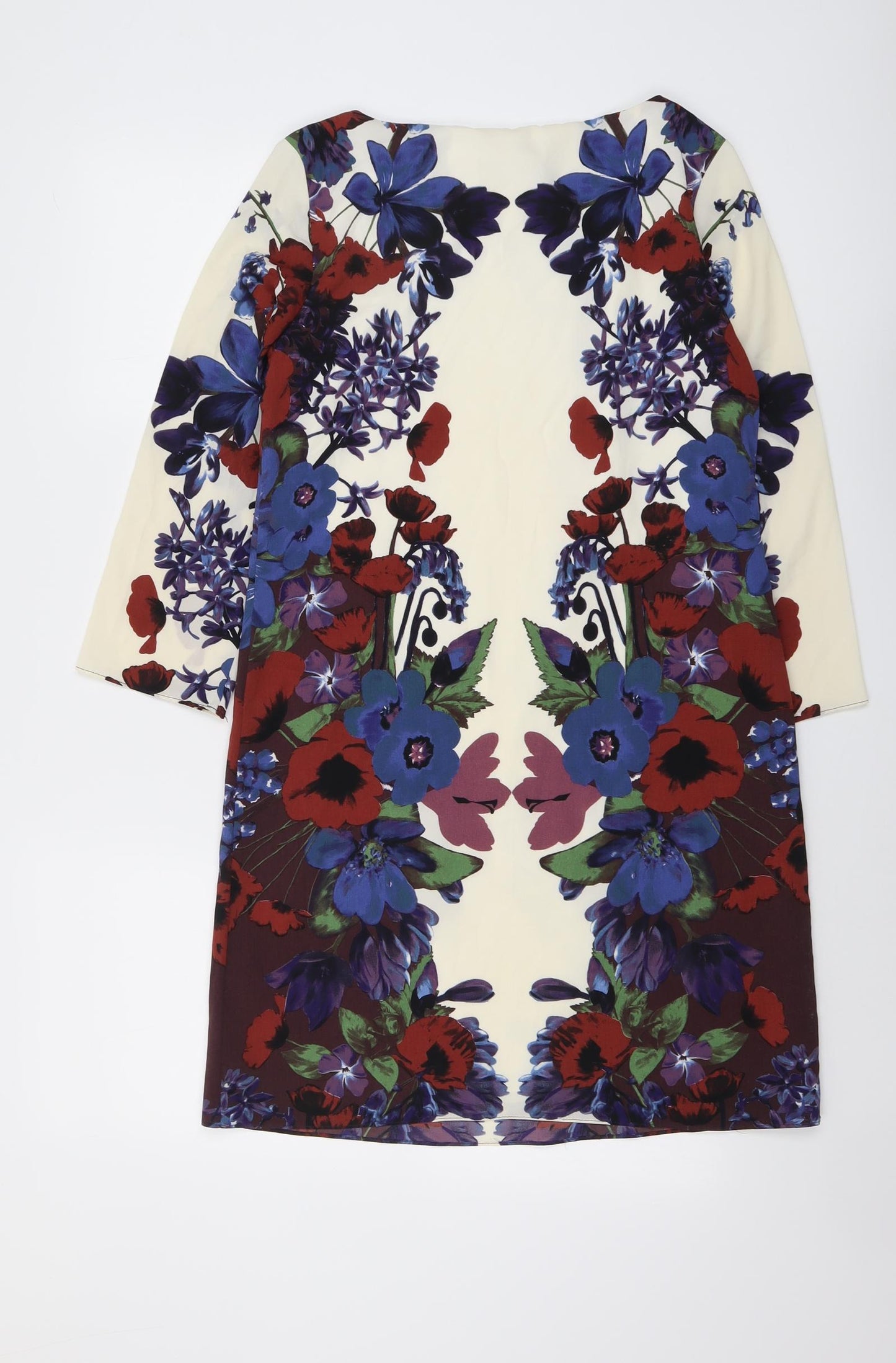 RJR.John Rocha Womens Multicoloured Floral Polyester Sheath Size 8 Round Neck Pullover