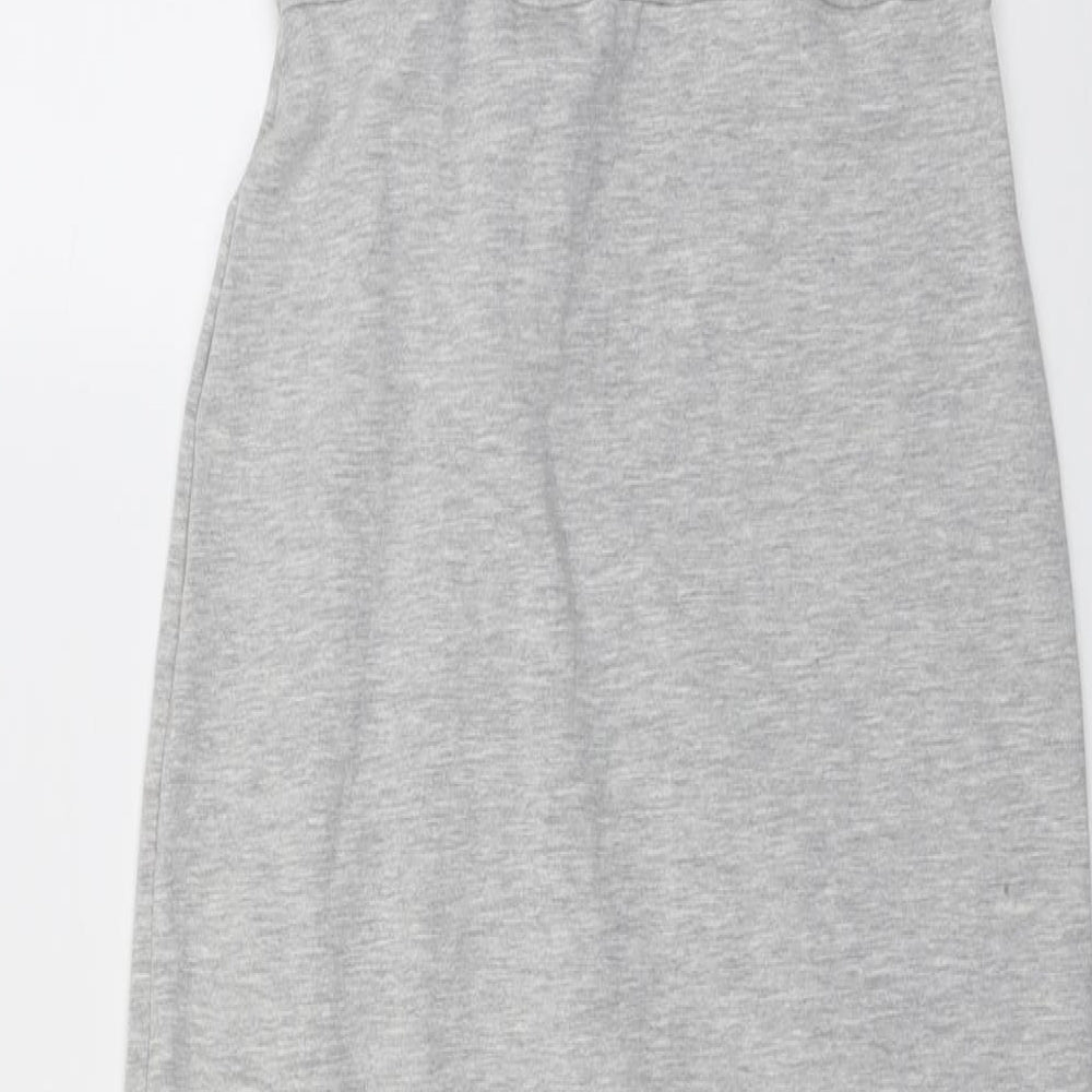 River Island Womens Grey Cotton T-Shirt Dress Size 10 Round Neck Pullover