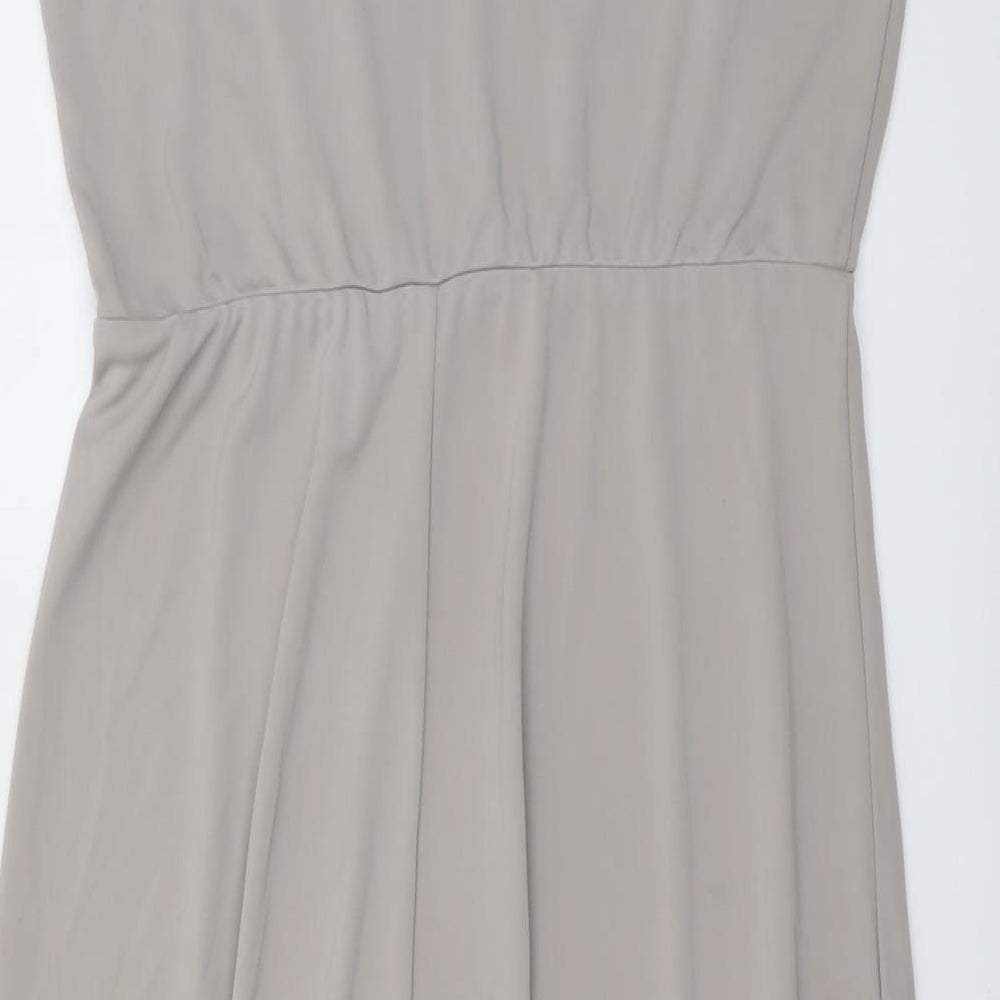H&M Womens Beige Polyester Slip Dress Size L V-Neck Pullover