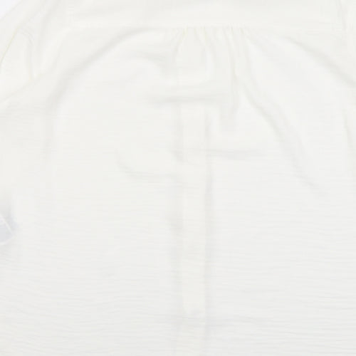 Marks and Spencer Womens White Polyester Basic Button-Up Size 14 V-Neck