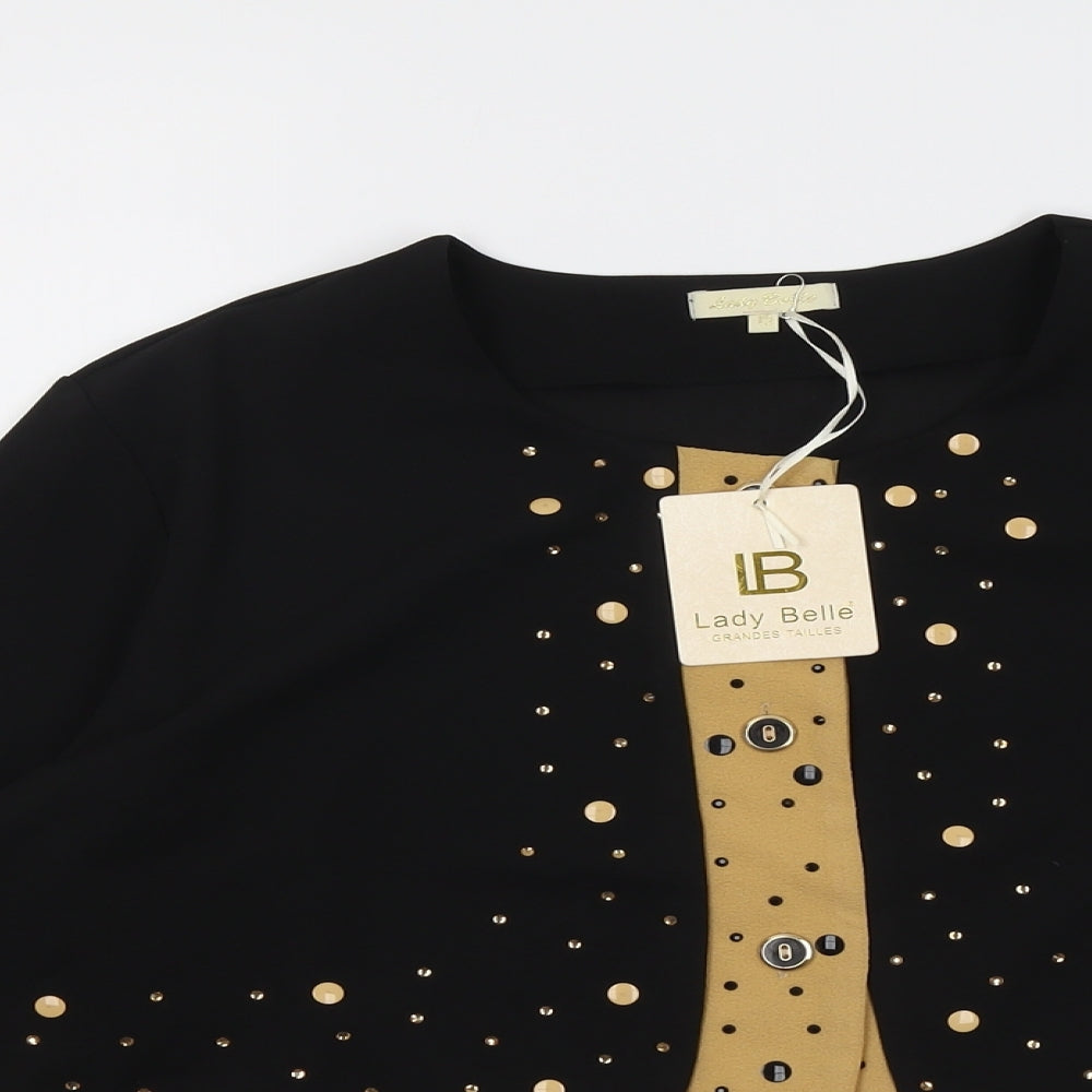 Lady Belle Womens Black Jacket Size 12 Button - Embellished
