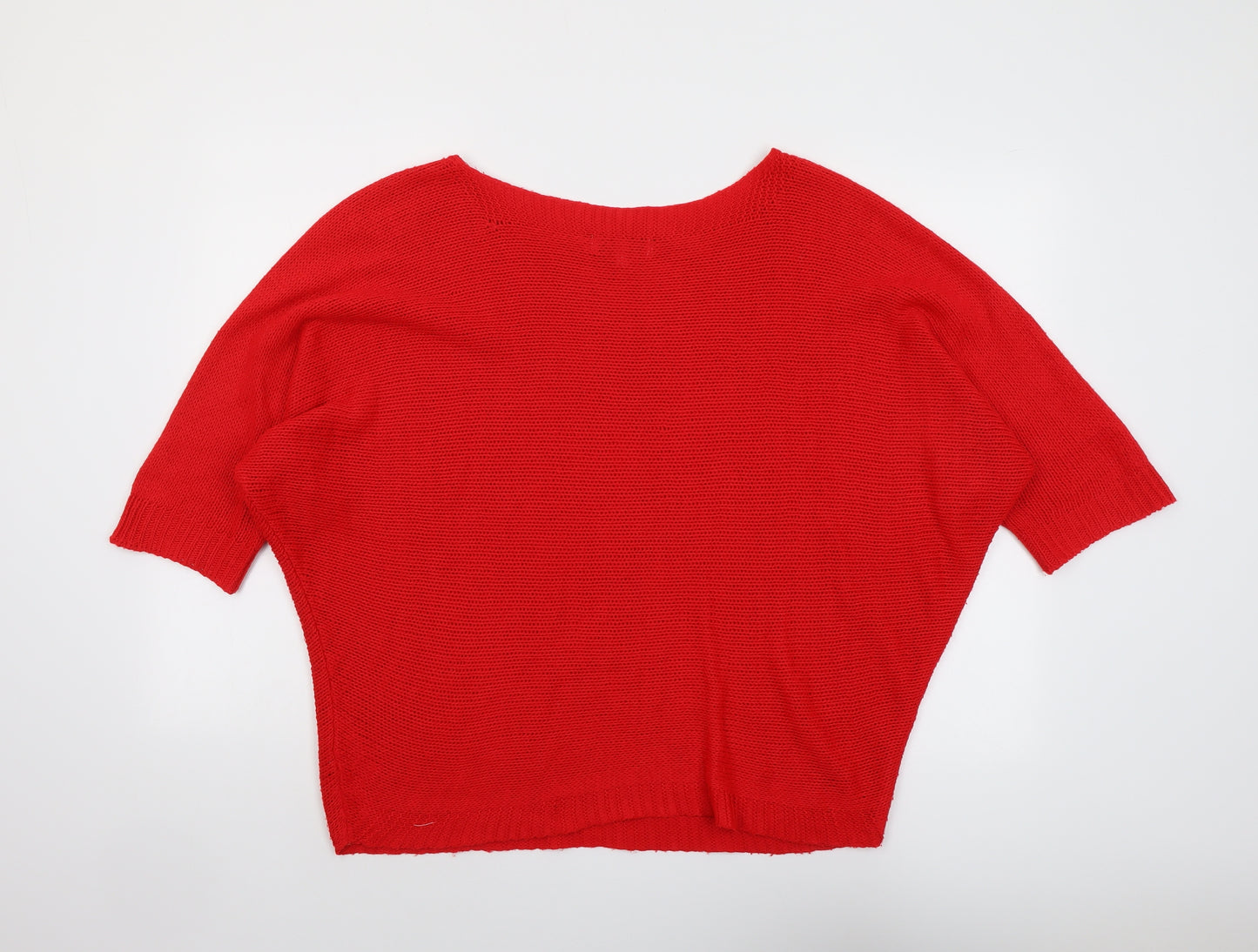 Isabella D. Womens Red Round Neck Acrylic Pullover Jumper Size M