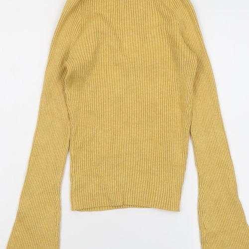 H&M Womens Yellow Scoop Neck Viscose Pullover Jumper Size M
