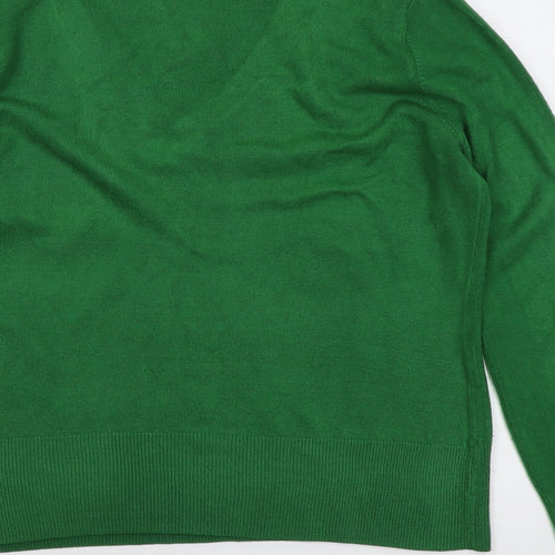 Dorothy Perkins Womens Green V-Neck Acrylic Pullover Jumper Size 16