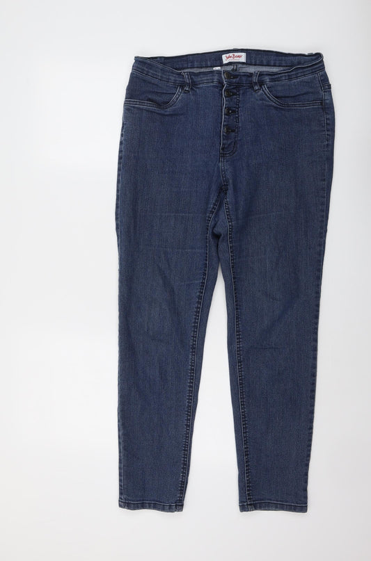 John Baner Womens Blue Cotton Skinny Jeans Size 18 L28 in Regular Button