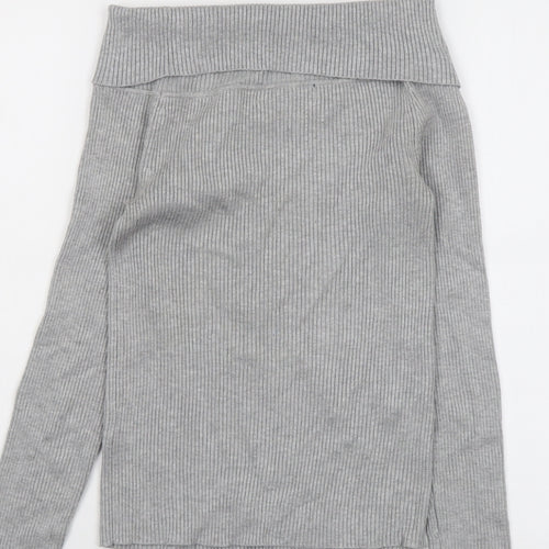 Missguided Womens Grey Boat Neck Viscose Pullover Jumper Size 10
