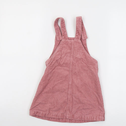 Mini Club Girls Pink Cotton Pinafore/Dungaree Dress Size 3-4 Years Round Neck Button