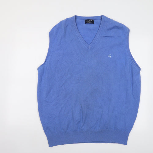 Peter Storm Mens Blue V-Neck Wool Pullover Jumper Size 2XL Sleeveless